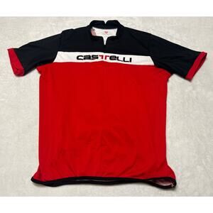 Castelli Cycling Jersey Men’s Size XL Red White Black Short Sleeve Pockets